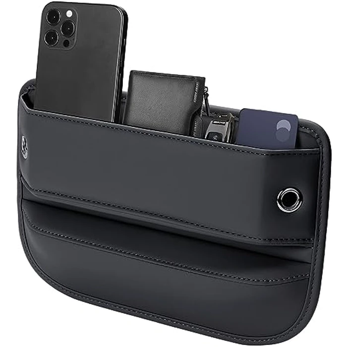 Premium Leather Car Seat Gap Filler Organizer (0.2”-1.2" Gaps), Clever Gifts for Car SUV Truck Owners (Black, 1 Pack) by Owntow - Used - Like New condition - US$25.64