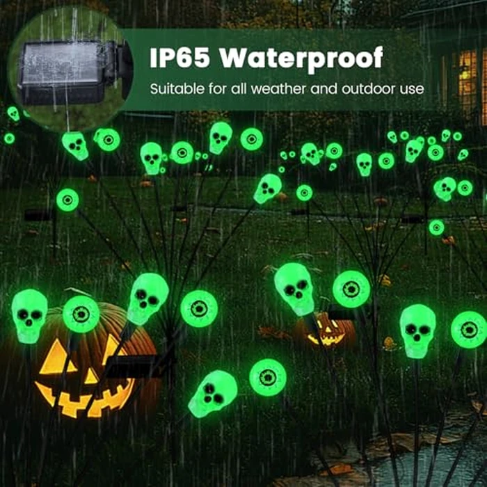 FENSAN Solar Lights Outdoor,Halloween Decorations Outdoor, Scary Eyeball Lights,4PACKS 32LED,IP65 Waterproof,Halloween Decor for Garden/Yard/Patio/Lawn/Pathway(Green) by FENSAN - Image 6