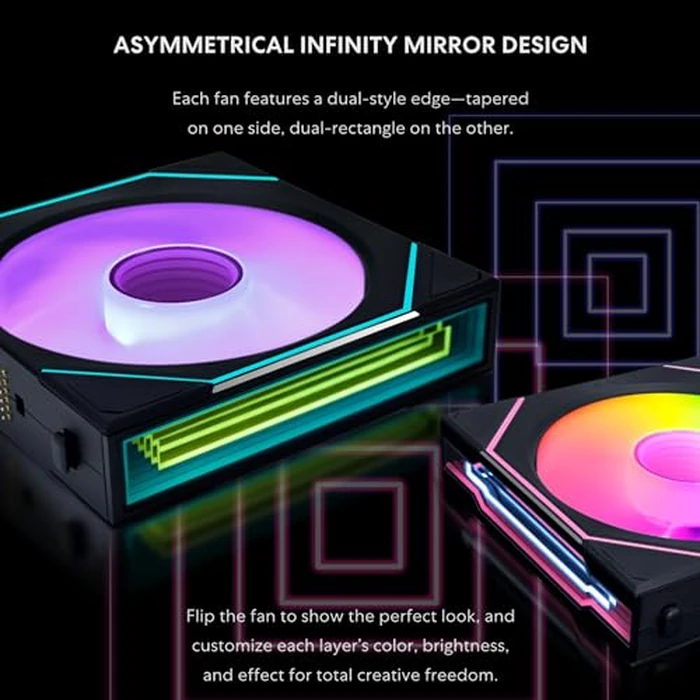 Lian Li UNI Fan SL-Infinity Wireless 120-Single Pack -2.4 GHz Wireless Signal Control-ARGB Fan-Customizable Double Infinity Mirror Effect-Daisy-Chain Design- Without Controller - Black (12SLIN1W1B) by Lian Li - Image 3