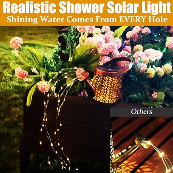 Solar Lanterns Outdoor Waterproof,Metal Watering Can Garden Decor Ornaments,Yard Art Hanging Path Lights,Outside Patio Decorations,Gardening Birthday Gifts for Mom Grandma Women,with Hook, Large by Merrytech - Image 4