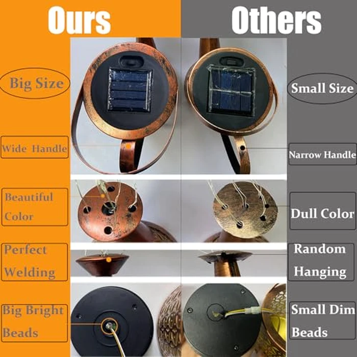Solar Lanterns Outdoor Waterproof,Metal Watering Can Garden Decor Ornaments,Yard Art Hanging Path Lights,Outside Patio Decorations,Gardening Birthday Gifts for Mom Grandma Women,with Hook, Large by Merrytech - Image 5