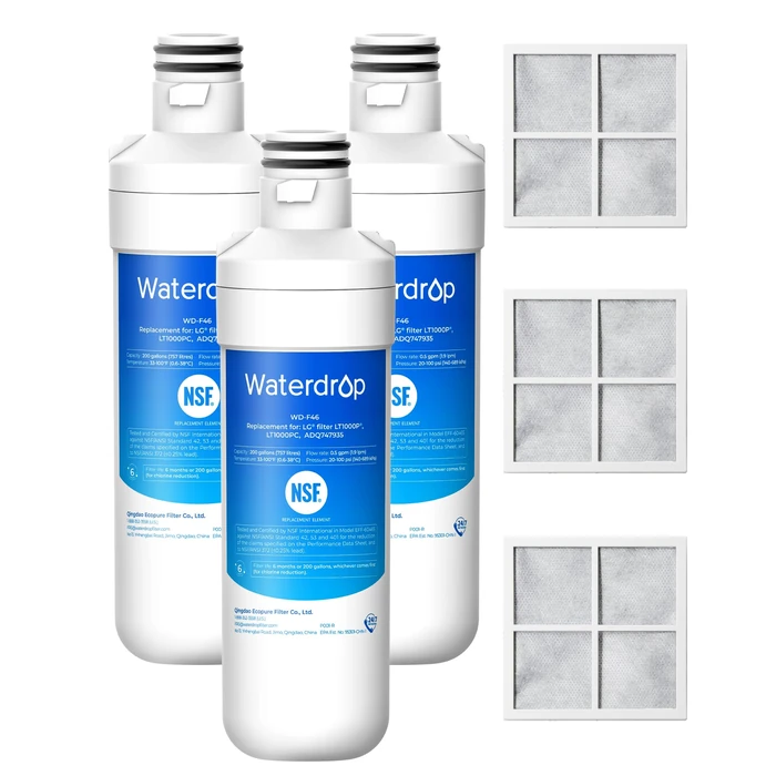 Waterdrop LT1000PC ADQ747935 MDJ64844601 Refrigerator Water Filter and Air Filter, Replacement for LG(R) LT1000P(R), LMXS28626S, LFXS26973S, Kenmore 46-9980, ADQ74793501, ADQ74793502 and LT120F(R), 3 Combo by Waterdrop - Used - Good condition - CA$25.24