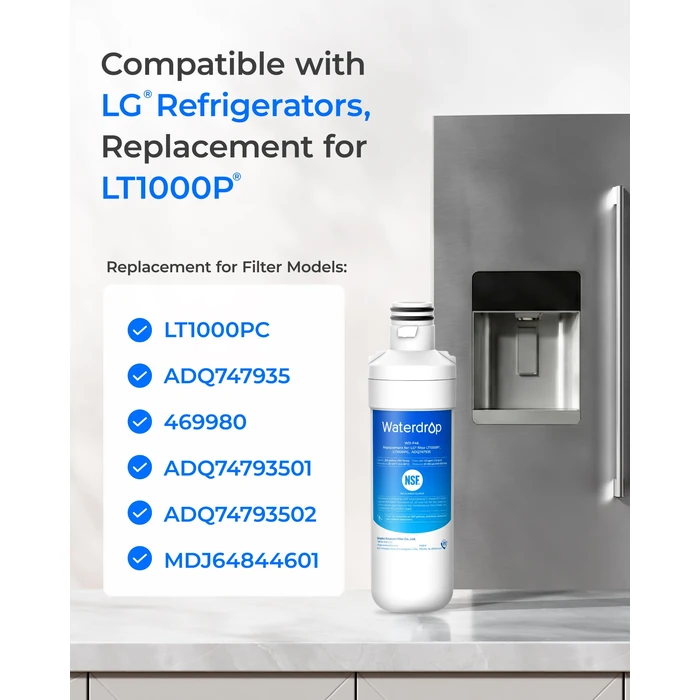 Waterdrop LT1000PC ADQ747935 MDJ64844601 Refrigerator Water Filter and Air Filter, Replacement for LG(R) LT1000P(R), LMXS28626S, LFXS26973S, Kenmore 46-9980, ADQ74793501, ADQ74793502 and LT120F(R), 3 Combo by Waterdrop - Image 2