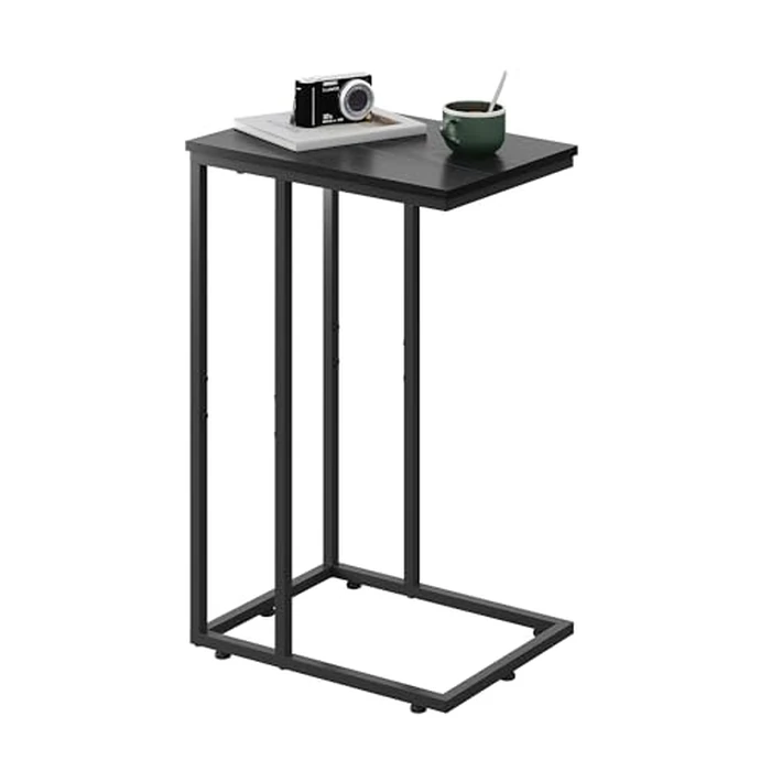 WLIVE Black Side Table,C Shaped End Table for Bedroom, Home Office, Dorm, Living Room Couch Tables, C Shaped TV Tray Table, 2-Tier Side Tables by WLIVE - Used - Like New condition