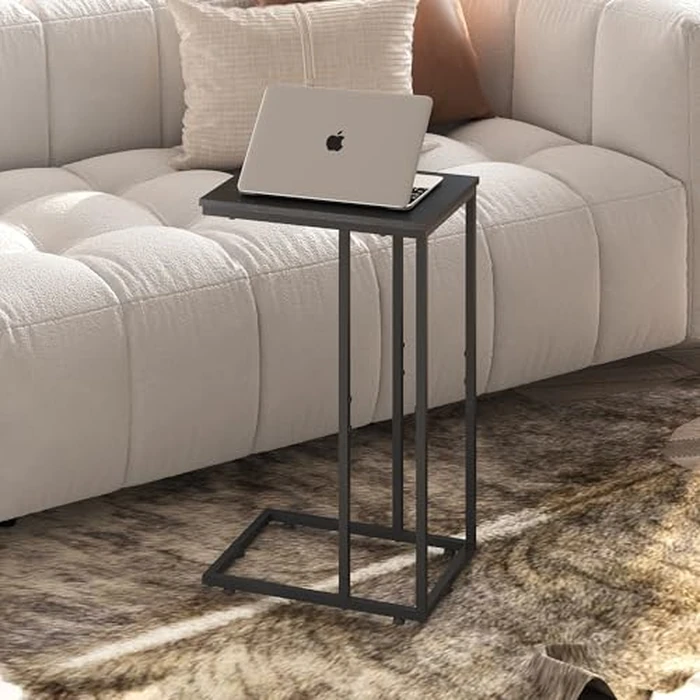 WLIVE Black Side Table,C Shaped End Table for Bedroom, Home Office, Dorm, Living Room Couch Tables, C Shaped TV Tray Table, 2-Tier Side Tables by WLIVE - Image 2