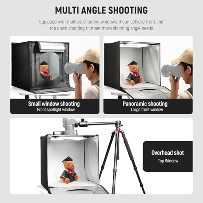 NEEWER 50W Upgraded Photo Studio Light Box, 24"x24" Portable Folding Photography Lightbox, 4 Backdrops, 5600K 160 LEDs 5200lx/0.5m Dimmable Picture Booth Shooting Tent for Jewelry Electronics, LP60 by NEEWER - Image 5