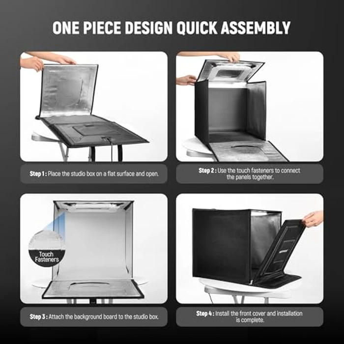 NEEWER 50W Upgraded Photo Studio Light Box, 24"x24" Portable Folding Photography Lightbox, 4 Backdrops, 5600K 160 LEDs 5200lx/0.5m Dimmable Picture Booth Shooting Tent for Jewelry Electronics, LP60 by NEEWER - Image 7