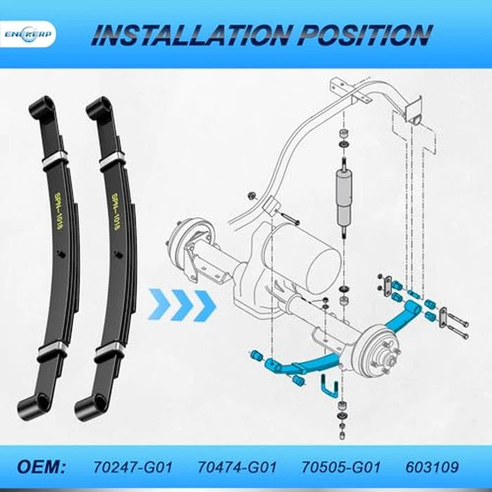 Golf Cart Heavy Duty Rear Leaf Spring Kit for EZGO TXT 1994-UP Electric and 1994-2009 Gas Carts, EZGO TXT 4-Leaf Springs with Bushings, Sleeves and U Bolts, 4-Leaf Spring High Load-Bearing Capacity by ENEKERP - Image 2
