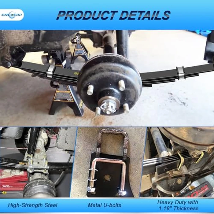 Golf Cart Heavy Duty Rear Leaf Spring Kit for EZGO TXT 1994-UP Electric and 1994-2009 Gas Carts, EZGO TXT 4-Leaf Springs with Bushings, Sleeves and U Bolts, 4-Leaf Spring High Load-Bearing Capacity by ENEKERP - Image 4