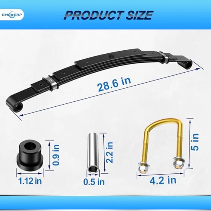 Golf Cart Heavy Duty Rear Leaf Spring Kit for EZGO TXT 1994-UP Electric and 1994-2009 Gas Carts, EZGO TXT 4-Leaf Springs with Bushings, Sleeves and U Bolts, 4-Leaf Spring High Load-Bearing Capacity by ENEKERP - Image 7
