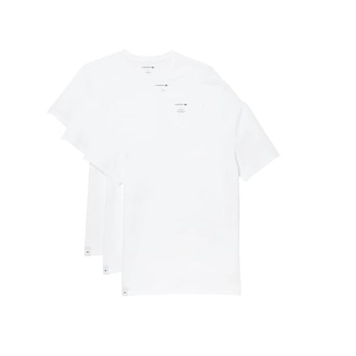 Lacoste Men's 100% Cotton Slim Fit V-Neck Undershirt, 3-Pack, White, Medium by Lacoste - Used - Like New condition