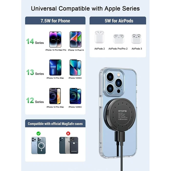 RTOPS Magnetic Wireless Charger - Gray by RTOPS - Image 3