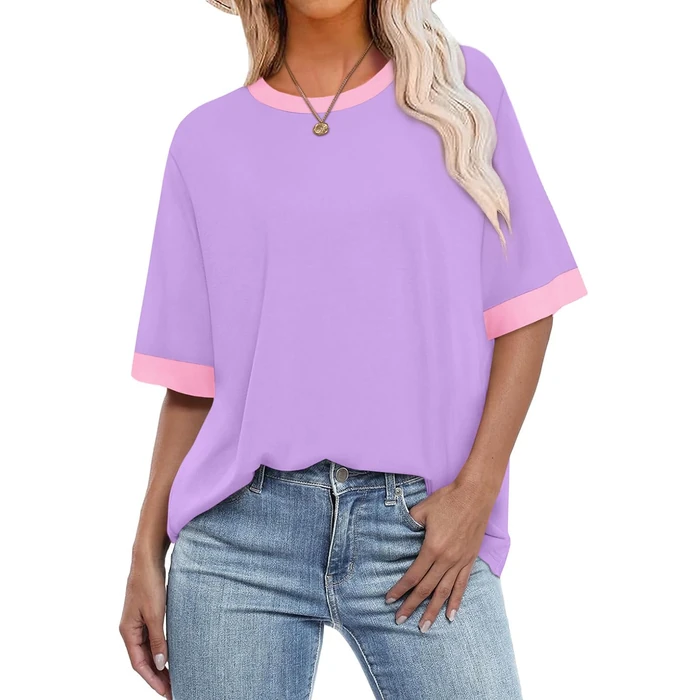 OFEEFAN Fashion Clothing Summer Shirts for Women Oversized Tshirts Short Sleeve T-Shirts Womens Tank Tops Z-Violet 2XL by OFEEFAN - Used - Acceptable condition - US$14.39