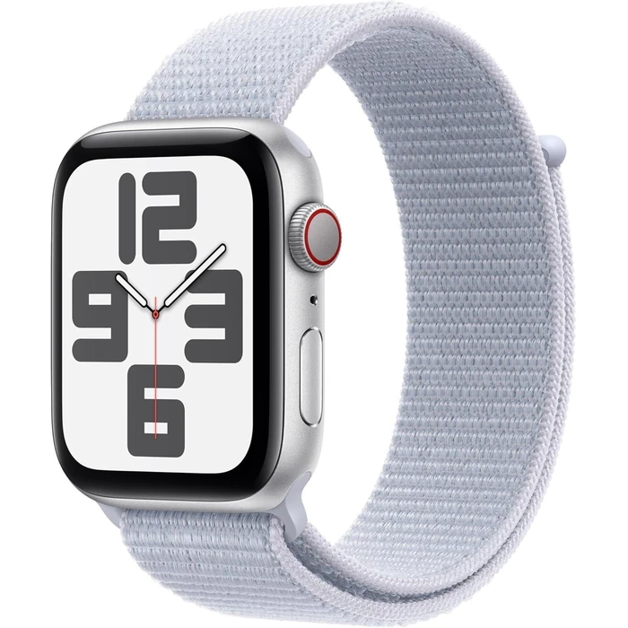 Apple Watch SE 2nd Gen (2022) (Cellular + GPS) - 32GB - 40mm - Silver Aluminum Case with Blue Cloud Textile Sport Loop Band - Small/Medium Size by Apple - Refurbished - Acceptable condition