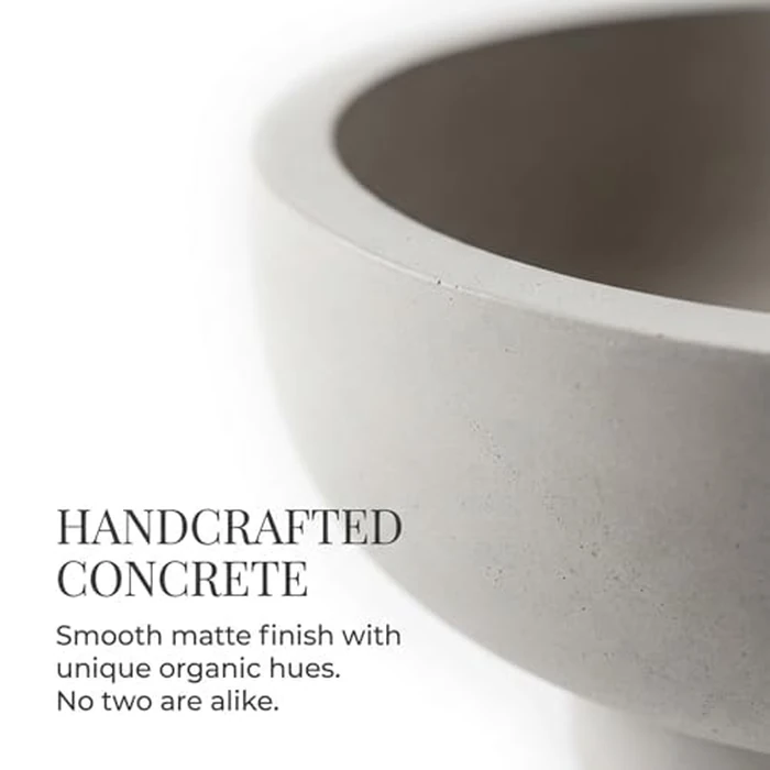 OAKOA Concrete Fruit Bowl for Kitchen Counter - Large Decorative Bowls for Home Decor - Modern Key Bowl for Entryway Table - Pedestal Bowl for Keys by OAKOA - Image 6