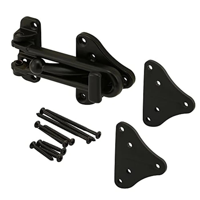 Prime-Line U 11447 Swing Bar Door Guard with High Security Auxiliary Lock, Matte Black Finish (Single Pack) by PRIME-LINE - Image 1