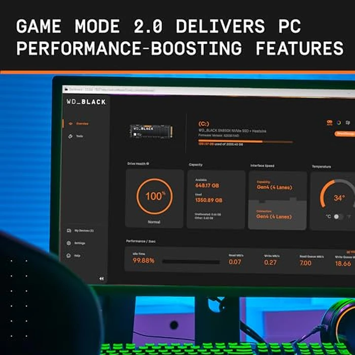 WD_BLACK SN850X 2TB NVMe SSD - M.2 2280, Up to 7,300 MB/s Read speeds, Up to 6,300 MB/s write speeds, Gaming Expansion, High Performance Internal Solid State Drive - WDS200T2X0E by Sandisk - Image 7