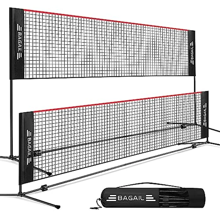BAGAIL All-in-1 Badminton Net, Height Adjustable (Up to 5.1') Kids Volleyball Net, Quick Setup Sports Net with Portable Bag for Pickleball, Tennis, Pool, Backyard & Indoor Games - 10ft, Red by BAGAIL - Image 1