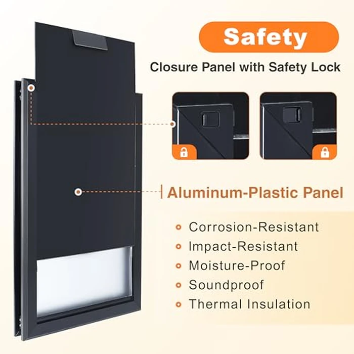 HANIML Aluminum Alloy Large Dog Door for Exterior Door, 2 Flap Insulation/Thermal Insulation, Doggy Door With Closure Panel and Safety Locks by HANIML - Image 4