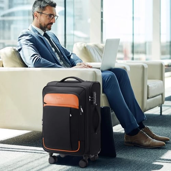 UKEIN Softside Expandable Carry On Luggage 22x14x9 Airline Approved, 20 Inch Suitcase with Wheels & TSA Lock, Travel Suitcase with 4-Piece Packing Bags for Women Men by UKEIN - Image 7