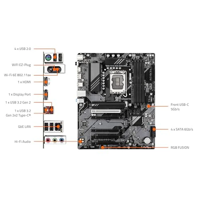 GIGABYTE B760 DS3H WIFI6E GEN5 LGA 1700 Intel B760 ATX Motherboard with DDR5, 2* M.2, PCIe 5.0, USB 3.2 Gen 2x2 Type-C, WiFi 6E GbE LAN, Q-Flash Plus, PCIe EZ-Latch by GIGABYTE - Image 5