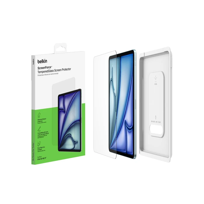 Belkin ScreenForce TemperedGlass Screen Protector for Apple iPad Air 11" 6th Generation, Thin, Extra Durable, Scratch-Resistant w/Easy Installation, Compatible w/Case & Apple Pencil by Belkin - Image 1