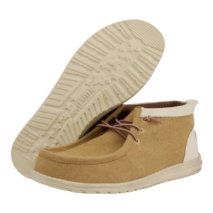 HEYDUDE Men's Wally Mid Salt N Stone Tan/White Size 13 | Men's Shoes | Men Slip-on Loafers | Comfortable & Light-Weight by HEYDUDE - Image 3