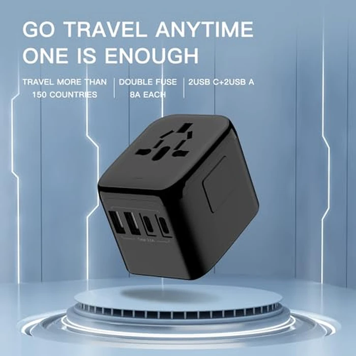 VYLEE Universal International Power Travel Plug Adapter, 5 in 1 European Travel Plug Adapter W/ 3.5A 2xUSB-A and 2xUSB C Wall Charger and Worldwide AC Outlet for Europe USA UK AUS Asia (Black) by VYLEE - Image 7