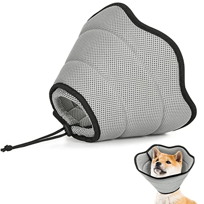 VavoPaw Pet Recovery Collar for Dogs, Soft Recovery Dog Cone Collar, Adjustable & Breathable E-Collars for Dogs After Surgery, Pet Cone Collars, M Size, Gray by VavoPaw - Used - Good condition