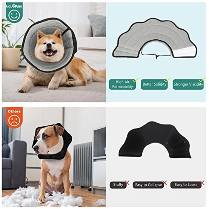 VavoPaw Pet Recovery Collar for Dogs, Soft Recovery Dog Cone Collar, Adjustable & Breathable E-Collars for Dogs After Surgery, Pet Cone Collars, M Size, Gray by VavoPaw - Image 4