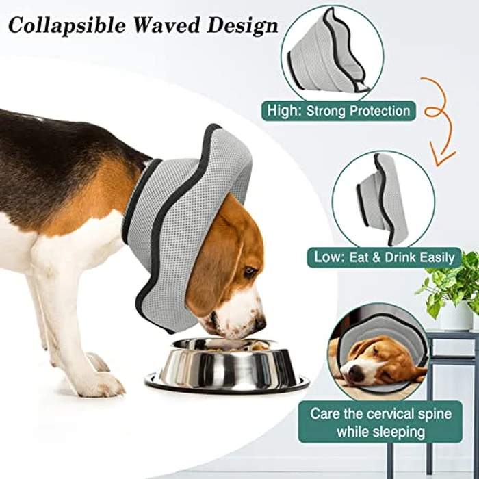 VavoPaw Pet Recovery Collar for Dogs, Soft Recovery Dog Cone Collar, Adjustable & Breathable E-Collars for Dogs After Surgery, Pet Cone Collars, M Size, Gray by VavoPaw - Image 5