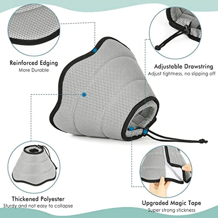 VavoPaw Pet Recovery Collar for Dogs, Soft Recovery Dog Cone Collar, Adjustable & Breathable E-Collars for Dogs After Surgery, Pet Cone Collars, M Size, Gray by VavoPaw - Image 6