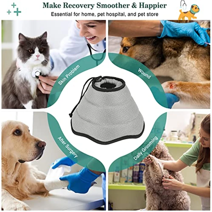 VavoPaw Pet Recovery Collar for Dogs, Soft Recovery Dog Cone Collar, Adjustable & Breathable E-Collars for Dogs After Surgery, Pet Cone Collars, M Size, Gray by VavoPaw - Image 7