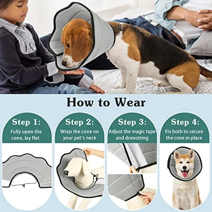 VavoPaw Pet Recovery Collar for Dogs, Soft Recovery Dog Cone Collar, Adjustable & Breathable E-Collars for Dogs After Surgery, Pet Cone Collars, M Size, Gray by VavoPaw - Image 8