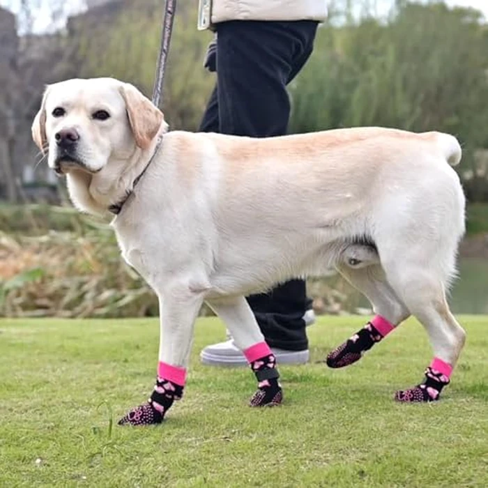 KOOLTAIL Valentines Dog Socks Shoes Costume to Prevent Licking Paws, Winter Dog Boots & Paw Protector for Hardwood Floors Anti Slip,Traction Control Grip Booties for Small Medium Large Senior Dogs, M by KOOLTAIL - Image 6