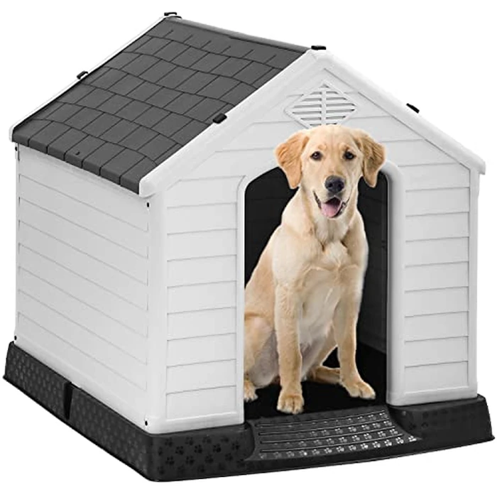 FDW Dog House Indoor Outdoor Durable Ventilate Waterproof Pet Plastic Dog House for Small Medium Large Dogs Insulated Puppy Shelter Kennel Crate with Air Vents and Elevated Floor by FDW - Used - Like New condition