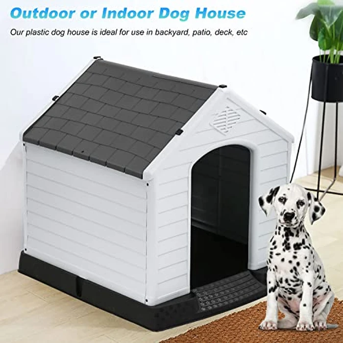FDW Dog House Indoor Outdoor Durable Ventilate Waterproof Pet Plastic Dog House for Small Medium Large Dogs Insulated Puppy Shelter Kennel Crate with Air Vents and Elevated Floor by FDW - Image 2