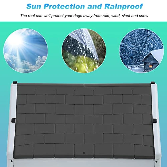 FDW Dog House Indoor Outdoor Durable Ventilate Waterproof Pet Plastic Dog House for Small Medium Large Dogs Insulated Puppy Shelter Kennel Crate with Air Vents and Elevated Floor by FDW - Image 3
