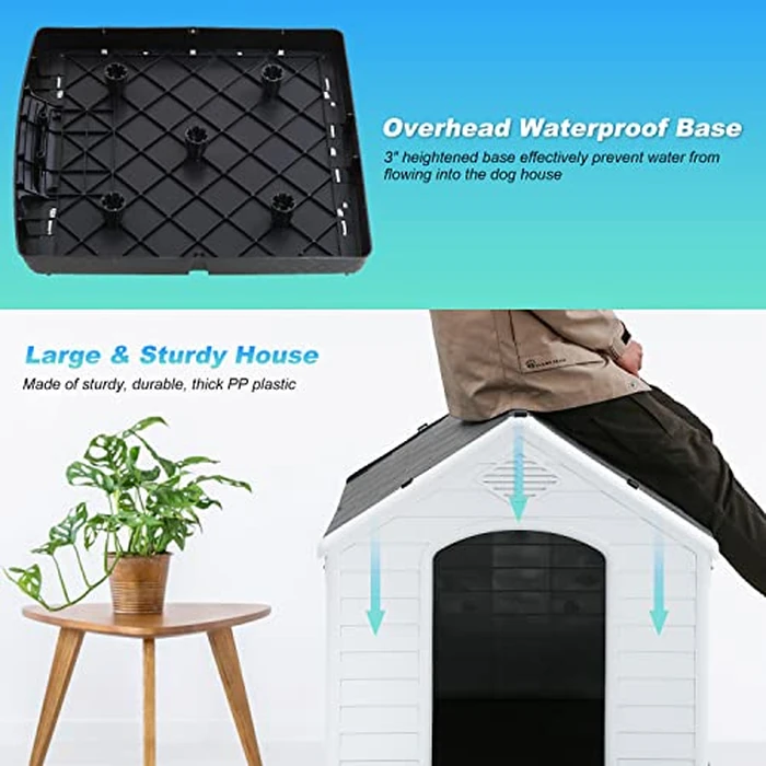FDW Dog House Indoor Outdoor Durable Ventilate Waterproof Pet Plastic Dog House for Small Medium Large Dogs Insulated Puppy Shelter Kennel Crate with Air Vents and Elevated Floor by FDW - Image 6