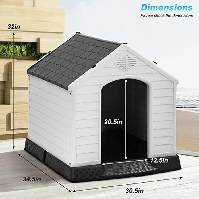 FDW Dog House Indoor Outdoor Durable Ventilate Waterproof Pet Plastic Dog House for Small Medium Large Dogs Insulated Puppy Shelter Kennel Crate with Air Vents and Elevated Floor by FDW - Image 7