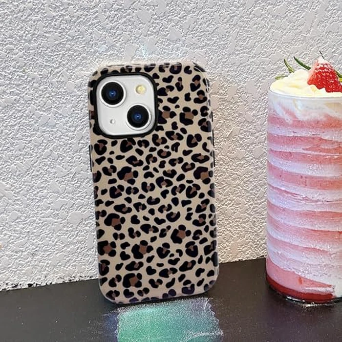 J.west Compatible with iPhone 13 Case/iPhone 14 Case 6.1 inch with 2 Pack Tempered Glass Screen Protectors Cute Animal Leopard Hybrid Cover for Girls Women Aesthetic Protective Phone Cases Cheetah by J.west - Image 5