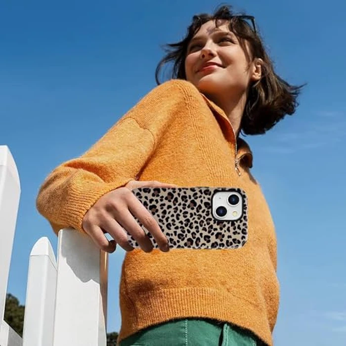 J.west Compatible with iPhone 13 Case/iPhone 14 Case 6.1 inch with 2 Pack Tempered Glass Screen Protectors Cute Animal Leopard Hybrid Cover for Girls Women Aesthetic Protective Phone Cases Cheetah by J.west - Image 7