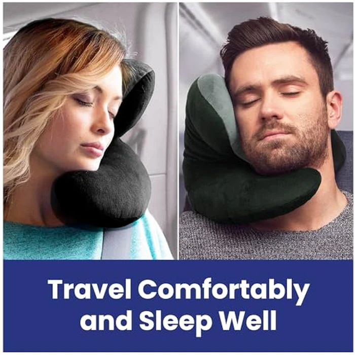 J-Pillow Travel Pillow | Travel Pillows for Airplanes | British Invention of The Year | Travel Neck Pillow | Side Sleep Pillow | Neck Pillow | Easy-to-Carry | Black by J-Pillow - Image 3