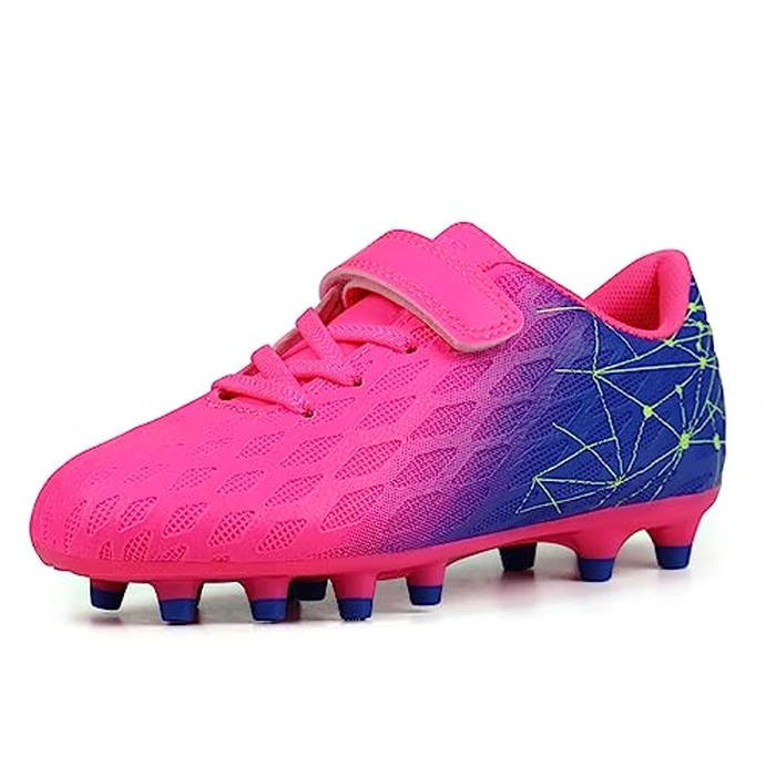 brooman Kids Firm Ground Soccer Cleats Boys Girls Athletic Outdoor Football Shoes (11.5,Fuchsia Purple) by brooman - Used - Acceptable condition - US$21.26
