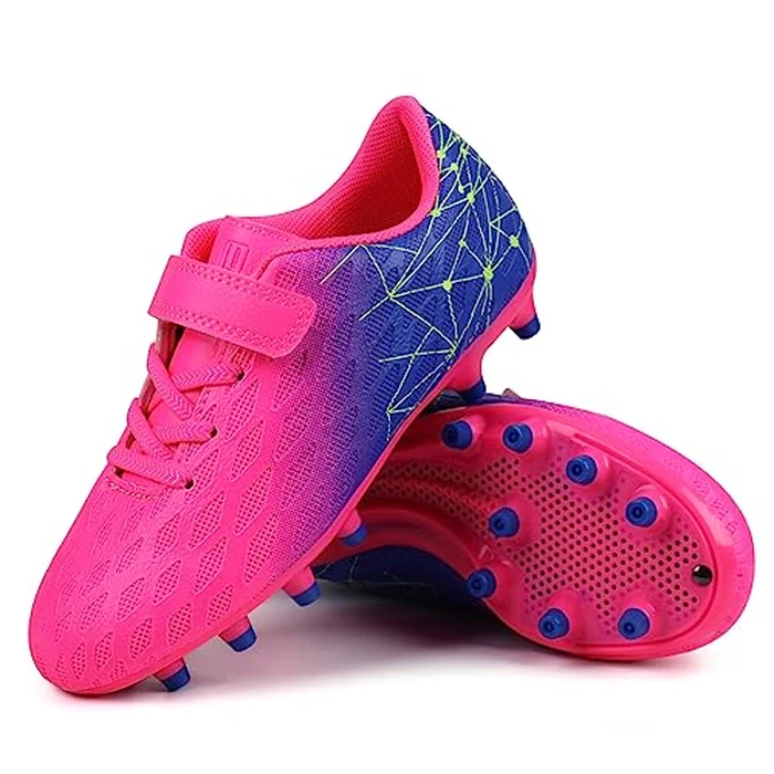brooman Kids Firm Ground Soccer Cleats Boys Girls Athletic Outdoor Football Shoes (11.5,Fuchsia Purple) by brooman - Image 4