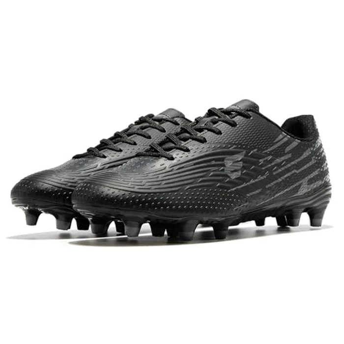 EPIMENO Soccer Cleats Men's and Women's Lightweight Football Shoes Outdoor Rugby Boots Black/Grey by EPIMENO - Image 4