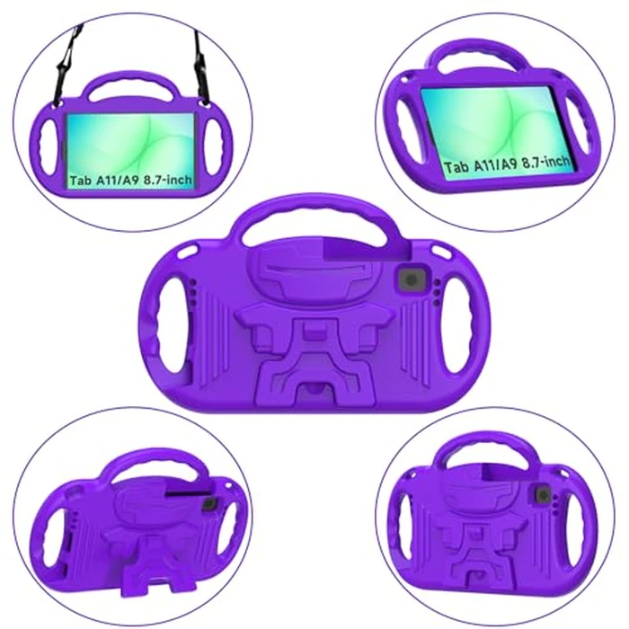 AVAWO Kids Case for Samsung Galaxy Tab A7 Lite 8.7 Inch 2021, Galaxy Tab A7 lite Case, with Strap, Shockproof Lightweight Handle Stand Case for Samsung Tab A7 Lite 8.7 2021 (SM-T220/T225/T227), Purple by AVAWO - Image 5