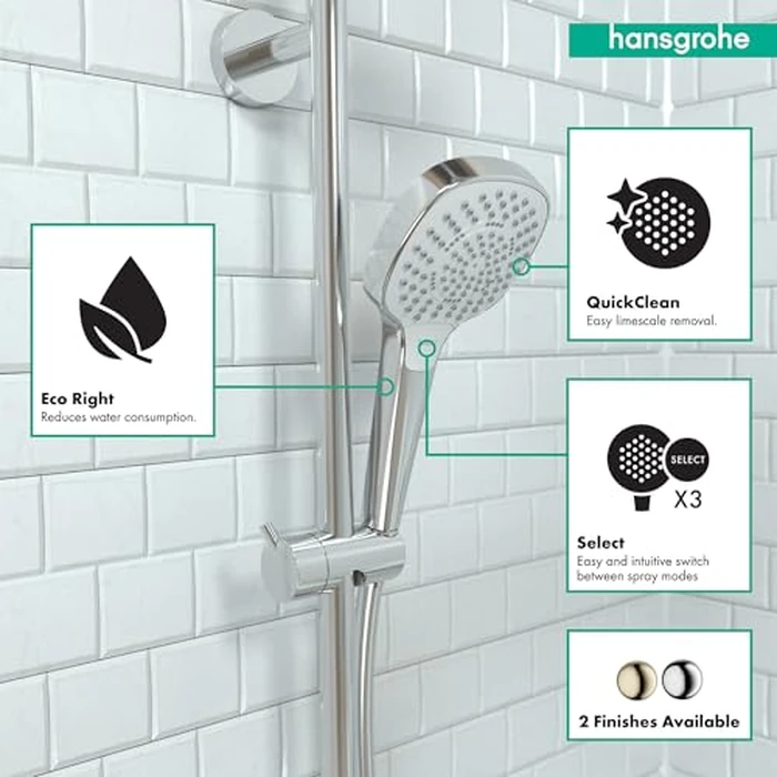 hansgrohe Croma Select E Low Flow 4-inch Handheld Shower Head Modern 3 SoftRain, IntenseRain, Pulsating Massage 04723400, White/Chrome by hansgrohe - Image 3