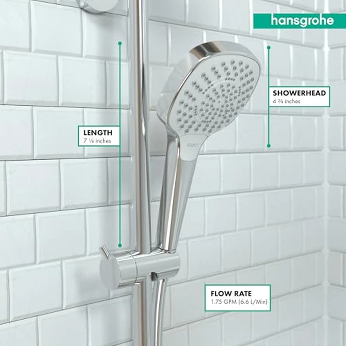 hansgrohe Croma Select E Low Flow 4-inch Handheld Shower Head Modern 3 SoftRain, IntenseRain, Pulsating Massage 04723400, White/Chrome by hansgrohe - Image 4