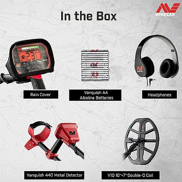 Minelab Vanquish 440 Multi-Frequency Pinpointing Metal Detector for Adults with V10 10"x7" Double-D Waterproof Coil (4 Detect Modes, Wired Headphones & Rain Cover Included) by MINELAB - Image 7
